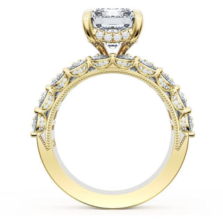 Emerald Solitaire Engagement Ring w/ Emerald & Pear Band