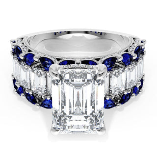 Emerald Solitaire Engagement Ring w/ Emerald & Pear Band