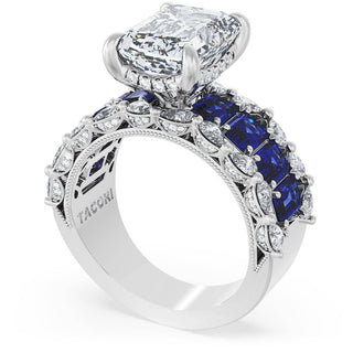 Emerald Solitaire Engagement Ring w/ Emerald & Pear Band