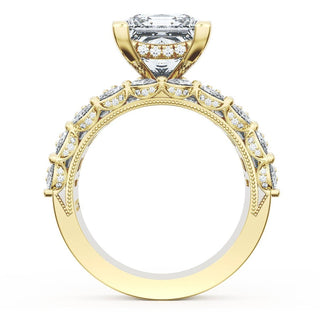 Princess Solitaire Engagement Ring w/ Emerald & Pear Band