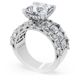 Princess Solitaire Engagement Ring w/ Emerald & Pear Band