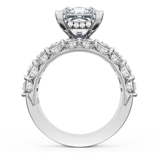 Princess Solitaire Engagement Ring w/ Emerald & Pear Band