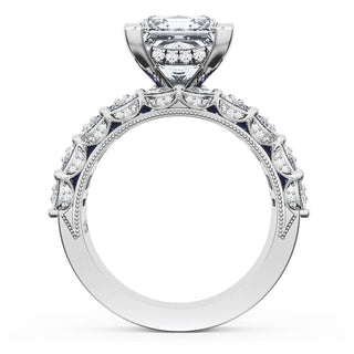 Princess Solitaire Engagement Ring w/ Emerald & Pear Band