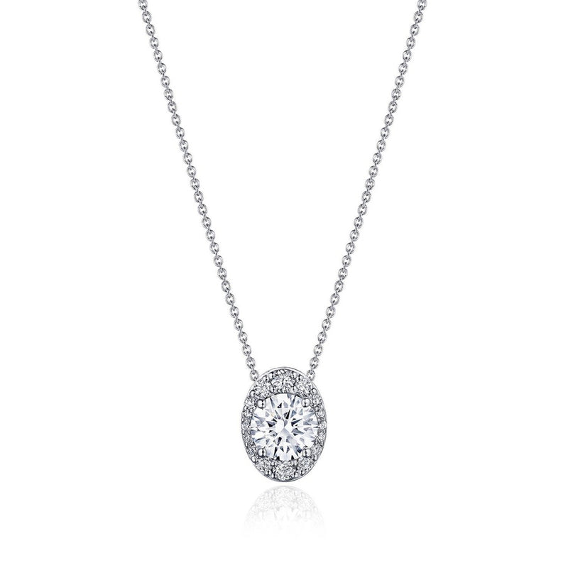 17" Vertical Oval Bloom Diamond Necklace