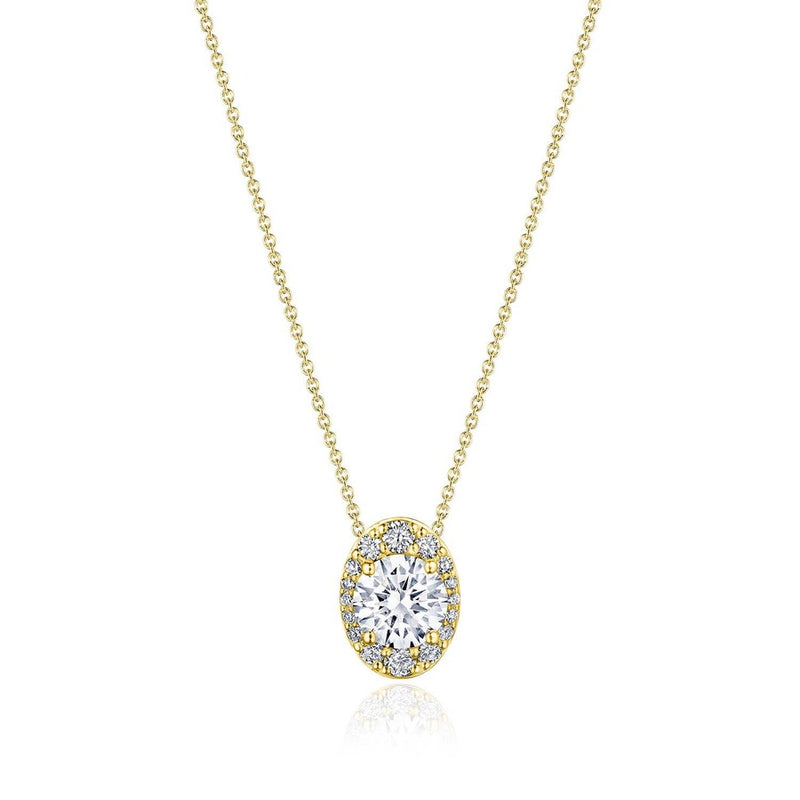 17" Vertical Oval Bloom Diamond Necklace