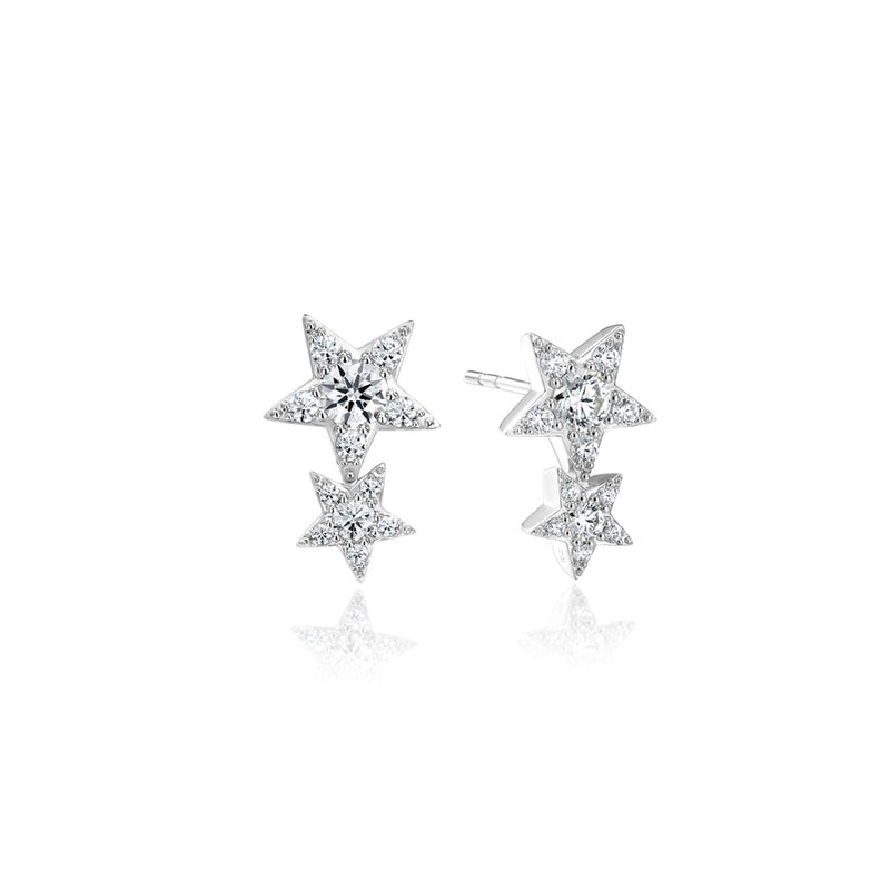 Hearts on Fire Illa Double Star Stud Earrings HFEILL24368W