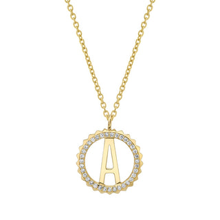 Michael M Mini Tetra Pave Initial Medallion Necklace P365