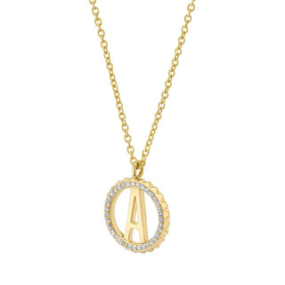 Michael M Mini Tetra Pave Initial Medallion Necklace P365