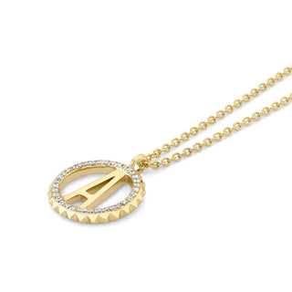 Michael M Mini Tetra Pave Initial Medallion Necklace P365