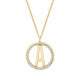 Michael M Tetra Pave Initial Medallion Necklace P367
