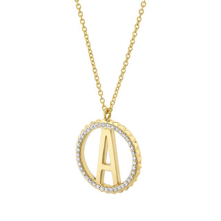 Michael M Tetra Pave Initial Medallion Necklace P367