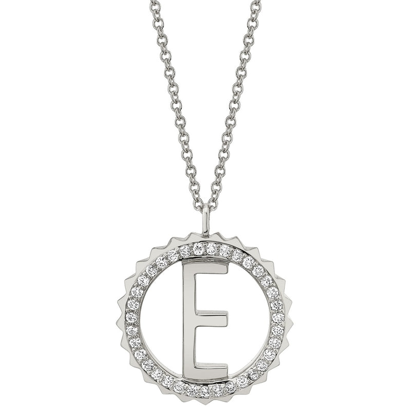 Michael M Tetra Pave Initial Medallion Necklace P367