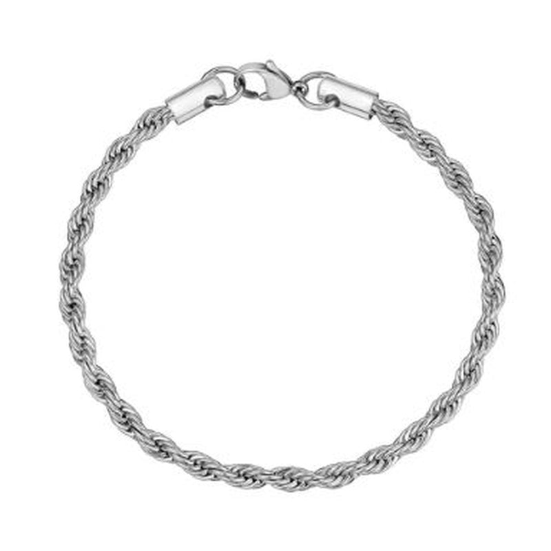 4MM SILVER STEEL ROPE BRACELET 7.5''