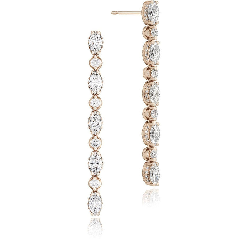 Mixed Diamond Drop Earrings in 18kt Rose Gold