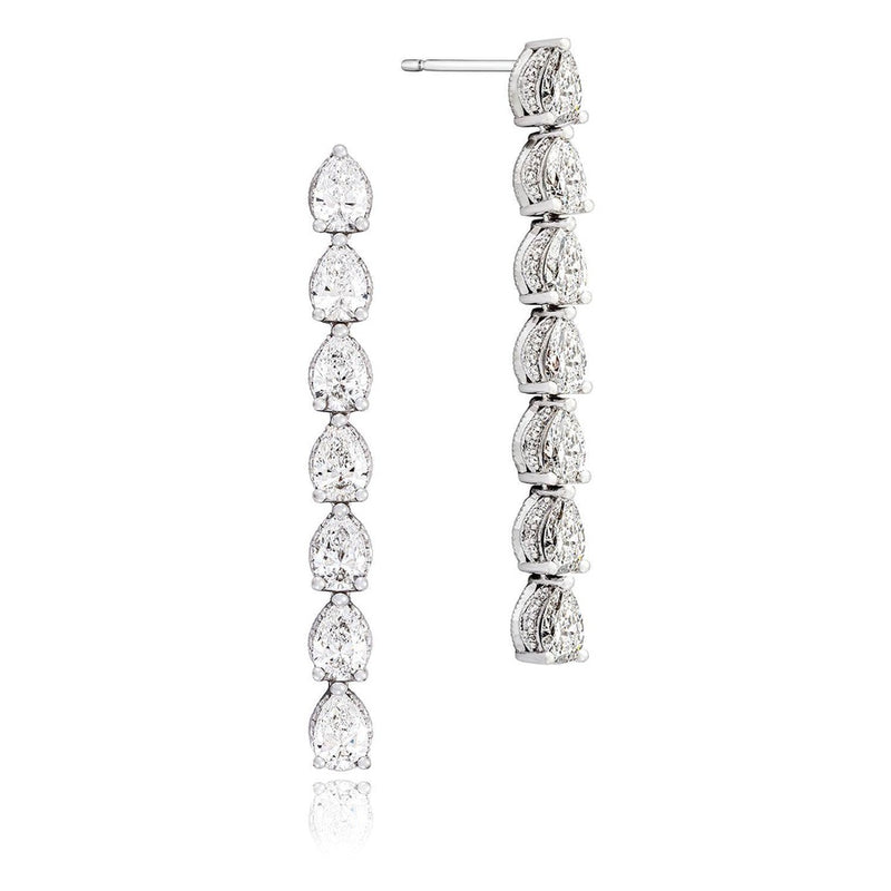 Pear Diamond Drop Earrings in 18kt White Gold