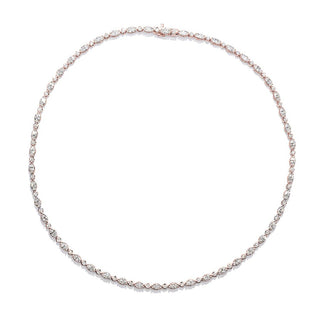 Mixed Diamond Tennis Necklace in 18kt Rose Gold