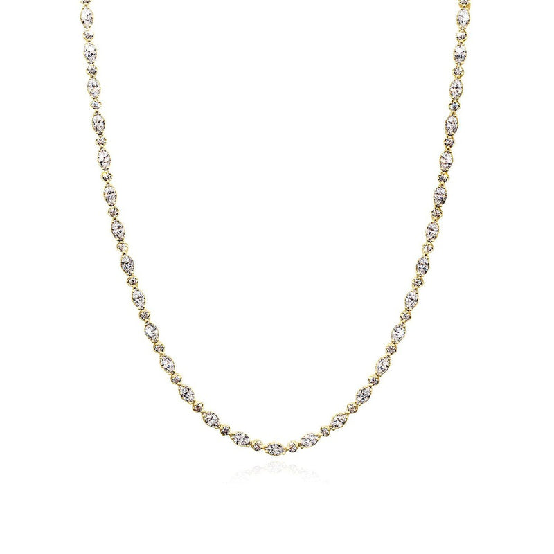 Mixed Diamond Tennis Necklace in 18kt Yellow Gold