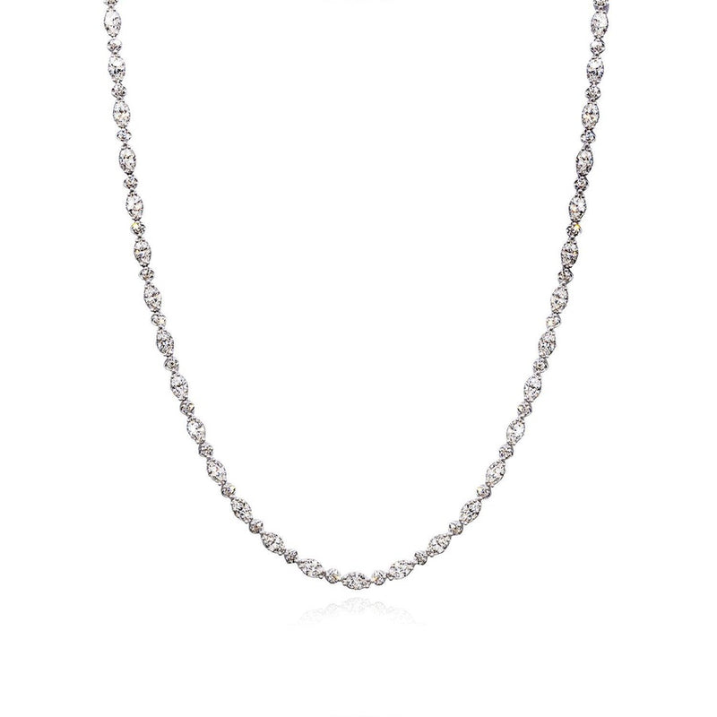 Mixed Diamond Tennis Necklace in 18kt White Gold