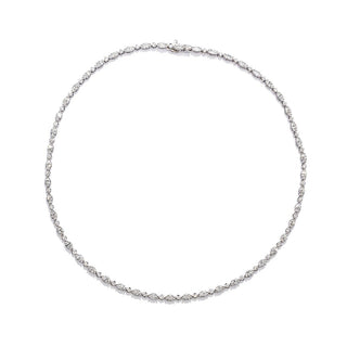 Mixed Diamond Tennis Necklace in 18kt White Gold