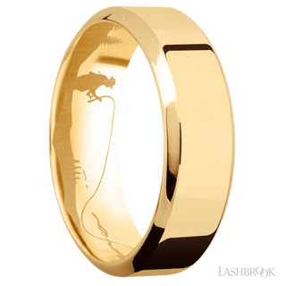 7 mm wide High Bevel 14K Yellow Gold band.