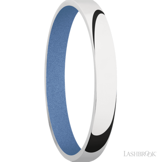 3 mm wide Domed 10K White Gold band featuring a Crushed Orchid sleeve.