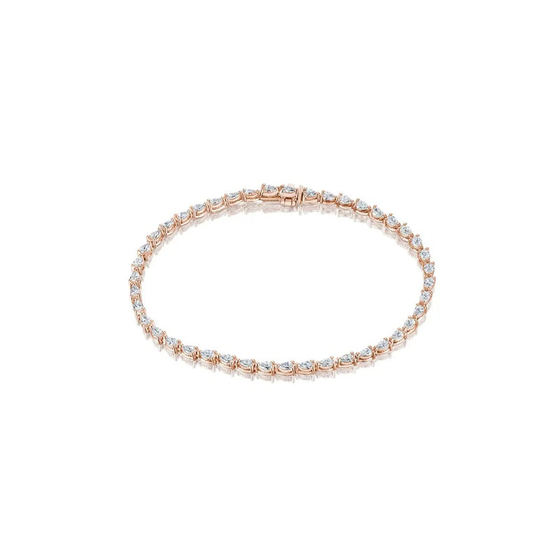Pear Diamond Tennis Bracelet in 18k Rose Gold