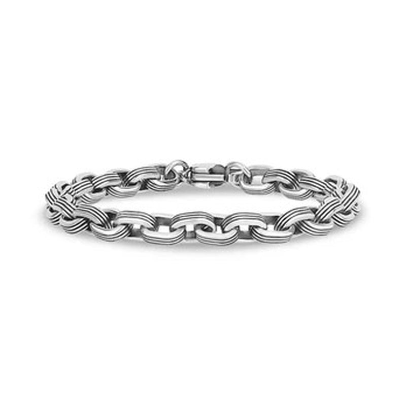 TRIPLE BLK LINE OVAL LINK BRACELET