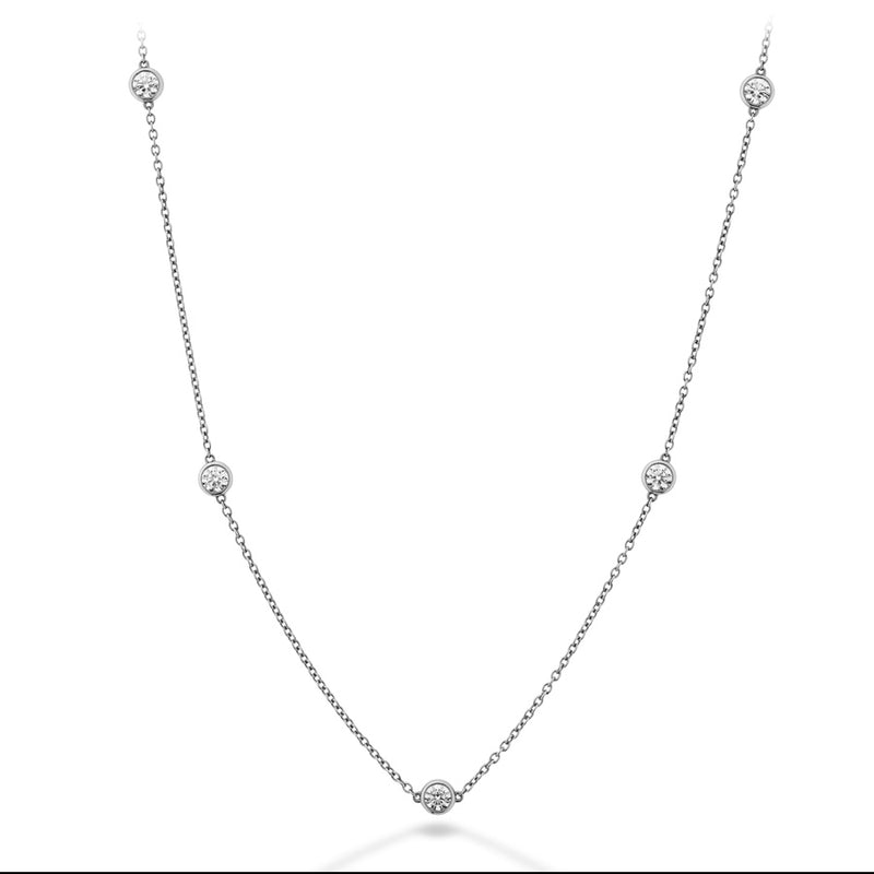 Hearts On Fire Signature Bezels By The Yard 5 Stone Necklace HFNBY5-0958W-18C