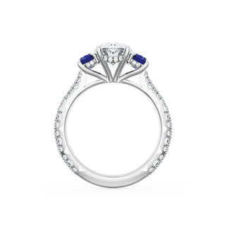 Oval 3-Stone Engagement Ring in Blue Sapphire