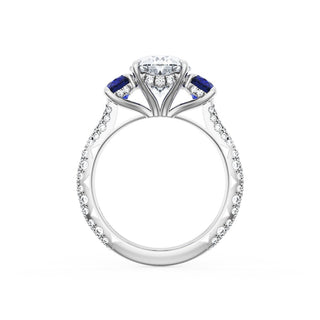 Oval 3-Stone Engagement Ring in Blue Sapphire