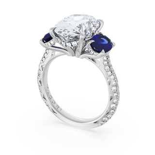 Oval 3-Stone Engagement Ring in Blue Sapphire