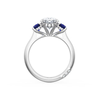 Oval 3-Stone Engagement Ring in Blue Sapphire