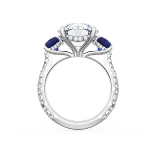Round 3-Stone Engagement Ring in Blue Sapphire