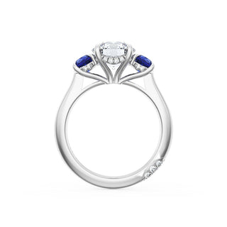 Round 3-Stone Engagement Ring in Blue Sapphire