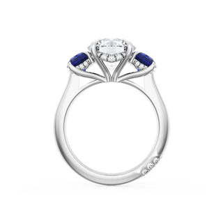 Round 3-Stone Engagement Ring in Blue Sapphire