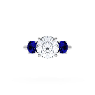 Round 3-Stone Engagement Ring in Blue Sapphire