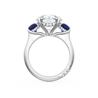 Round 3-Stone Engagement Ring in Blue Sapphire