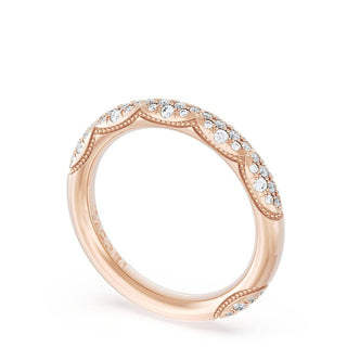 French Pavé Diamond Wedding Band, 4mm