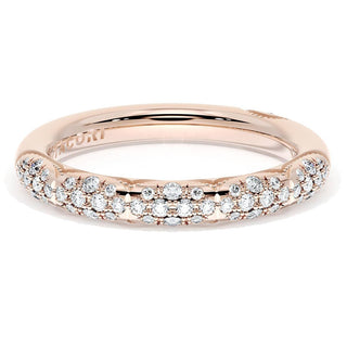 French Pavé Diamond Wedding Band, 3mm