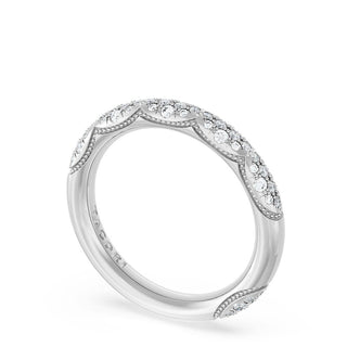 French Pavé Diamond Wedding Band, 4mm