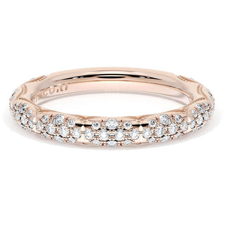 French Pavé Diamond Wedding Band, 3mm