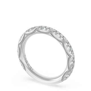 French Pavé Diamond Wedding Band, 3mm
