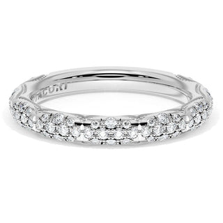 French Pavé Diamond Wedding Band, 4mm