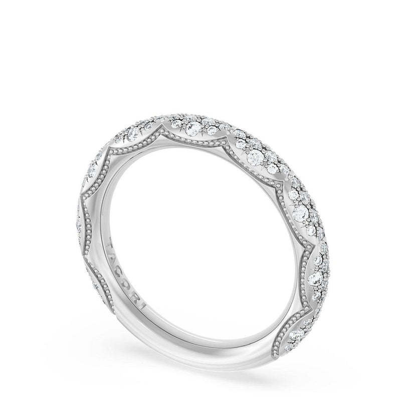 French Pavé Diamond Wedding Band, 3mm
