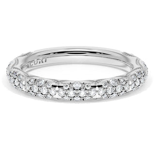 French Pavé Diamond Wedding Band, 3mm