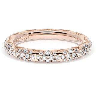 French Pavé Diamond Wedding Band, 3mm