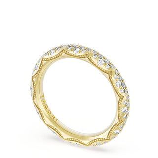 French Pavé Diamond Wedding Band, 3mm