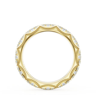 French Pavé Diamond Wedding Band, 3mm