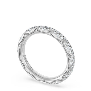 French Pavé Diamond Wedding Band, 3mm