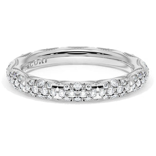French Pavé Diamond Wedding Band, 3mm